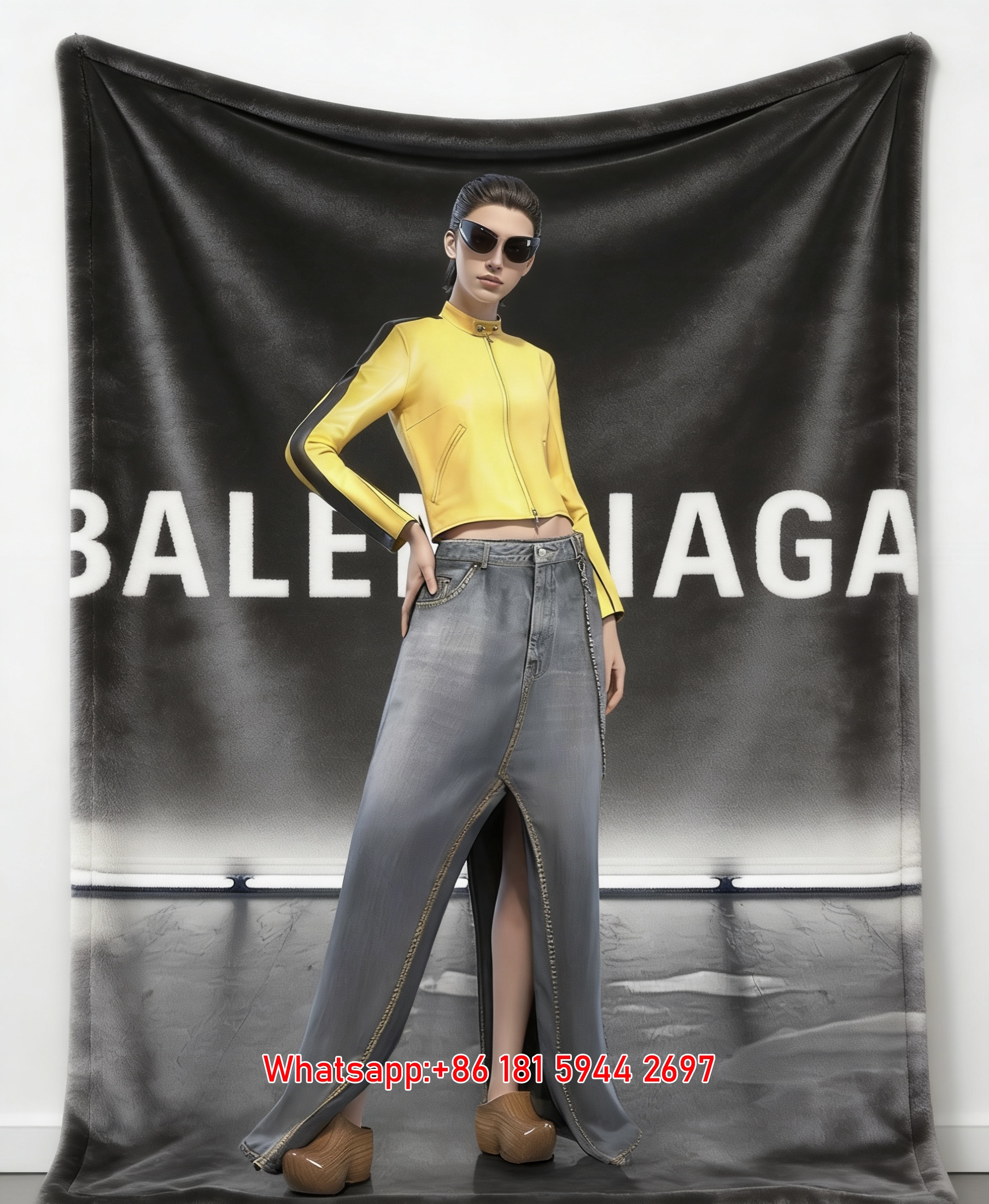 Balenciaga Yellow Jacket Fashion Print Flannel Sofa Throw Blanket BA412